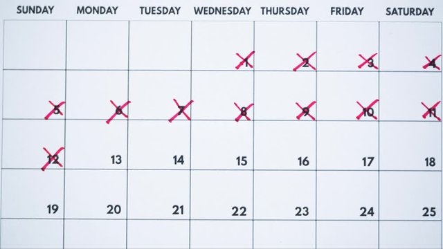 Calendar animation showing days being crossed off