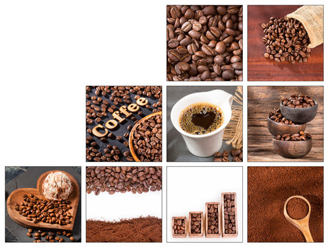 Coffea - Creative collage of coffee beans images