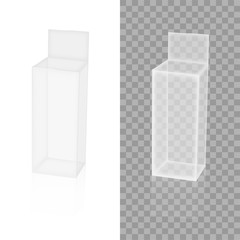 Realistic transparency white paper or plastic packaging box. Vector