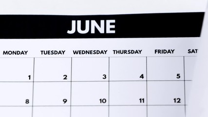 Calendar page flapping from january to december