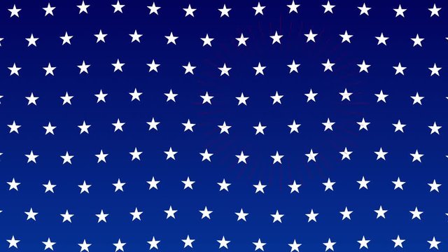 Animation of Stars and FIreworks in a background Blue. 20 secs Loop Animation