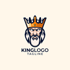 Illustration of king head with crown logo design template vector