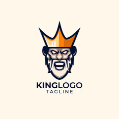 Illustration of king head with crown logo design template vector