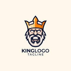 Obraz premium Illustration of king head with crown logo design template vector