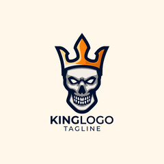 Illustration of king head with crown logo design template vector