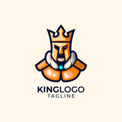 Illustration of king head with crown logo design template vector