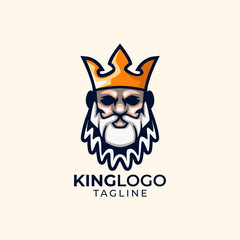 Illustration of king head with crown logo design template vector