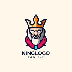 Illustration of king head with crown logo design template vector
