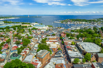 Aerial view of downtown Annapolis the capitol of Maryland on a sunny afternoon