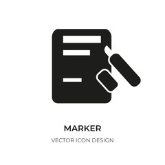 Marker pen glyph icon. Graphic element office, school stationery for mark important message in website note and mobile app. Pictogram logo felt-tip, highlighter and paper. Isolated vector illustration