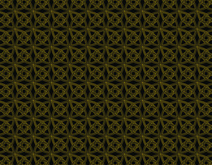 Geometric golden knots repetion pattern set collage with black at background. Based in Celtic Art