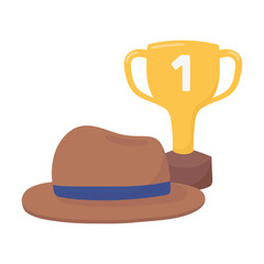 Trophy with hat of fathers day vector design