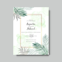 beautiful and elegant flower and leaves wedding invitation cards