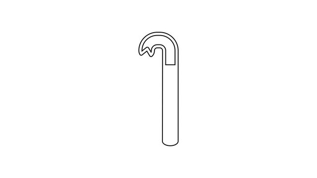 Black line Crowbar icon isolated on white background. 4K Video motion graphic animation