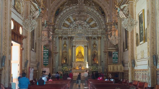 People praying in a church in Oaxaca timelapse