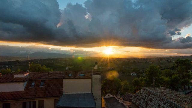 Sunset in a small town in Italy timelapse