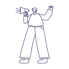 Man avatar with megaphone vector design