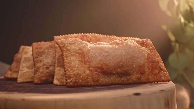 Fried pastry on a plate with different flavors