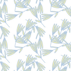 Chaotic little forest flowers seamless pattern on white background. Floral wallpaper.