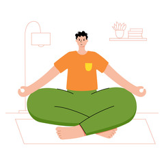 Yoga flat vector illustration. Healthy lifestyle