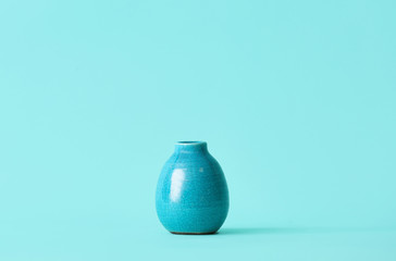 Beautiful vase on color background