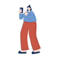 Woman with smartphone vector design