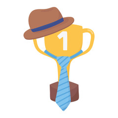 Trophy with necktie and hat of fathers day vector design