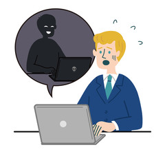 男性　外国人　金髪　スーツ　パソコン　ハッキング 