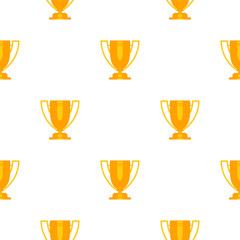 Golden trophy cup seamless pattern.