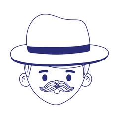 Avatar man cartoon with mustache and hat vector design