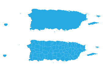 Map - Puerto rico Couple Set , Map of Puerto rico,Vector illustration eps 10.