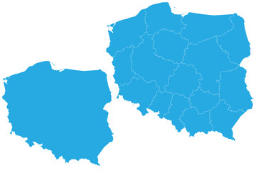 Map - Poland Couple Set , Map of Poland,Vector illustration eps 10.