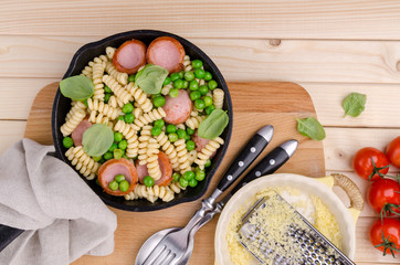 Traditional pasta with sausages