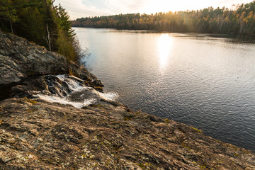 Dry Falls Flows Into Bass Lake, Echo Trail, Superior National Forest,Ely, Minnisota, USA