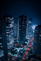 東京都庁から見える高層ビル群の夜景