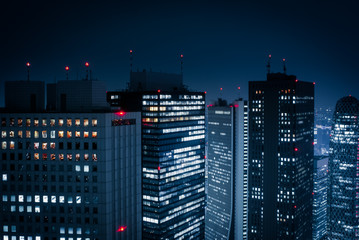 東京都庁から見える高層ビル群の夜景