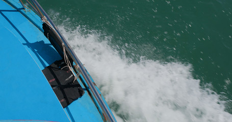 Water wave by Motor cruise ship