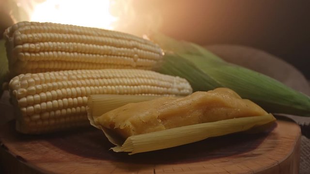 Typical Brazilian food made with corn, called Pamonha