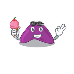 A cartoon drawing of adrenal holding cone ice cream