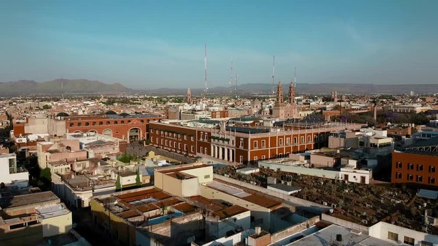 drone view of city and sky 