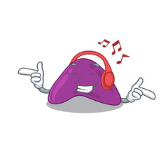 Adrenal Cartoon design concept listening music on headphone
