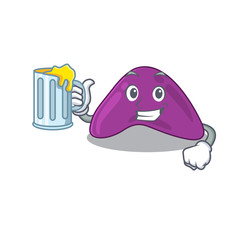 Fototapeta premium A cartoon concept of adrenal with a glass of beer