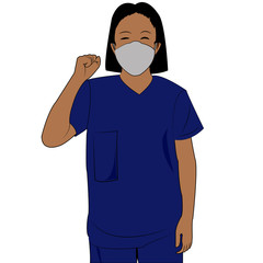 Nurse uses white mask