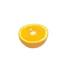 beauty top view half of yellow orange isolated on white background . Image for ads about natural freshness fruit, polite business or weight loss food concept .