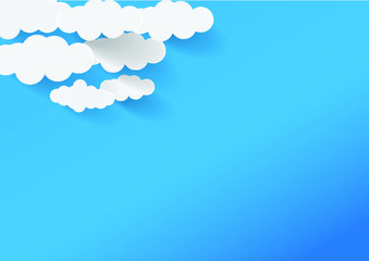 blue sky with clouds. Cloud. Abstract white Cloudy in trendy flat style isolated on Blue Background. Blank text space for Web Site Banner, Presentation, Template, Design.