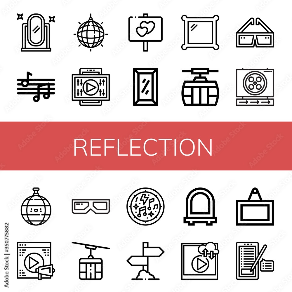Poster reflection simple icons set