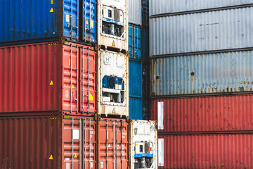 stack of containers concept of international transportation Logistics with container cargo shipping...