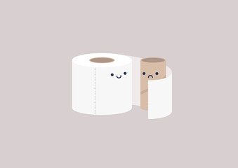 Toilet paper characters, friendship and care concept, emotional support