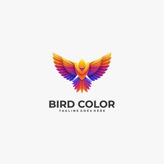 Vector Logo Illustration Bird Color Gradient Colorful Style.