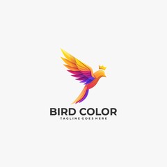 Vector Logo Illustration Bird Color Gradient Colorful Style.
